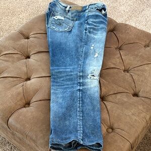 Silver Aiko Denimotion Jeans, sz 18, l 27, jeans hemmed to 27”, NOT 33”